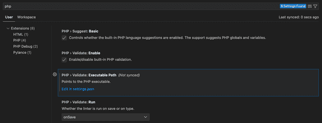 vs_php_settings